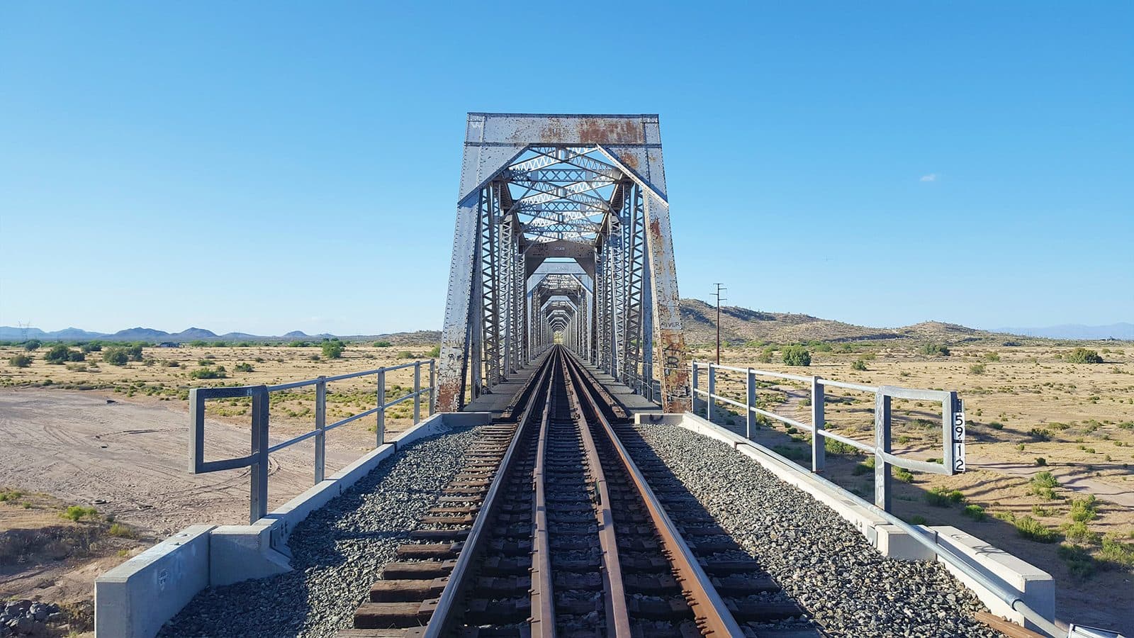 Railroad trestle bridge in the desert near Coolidge, AZ